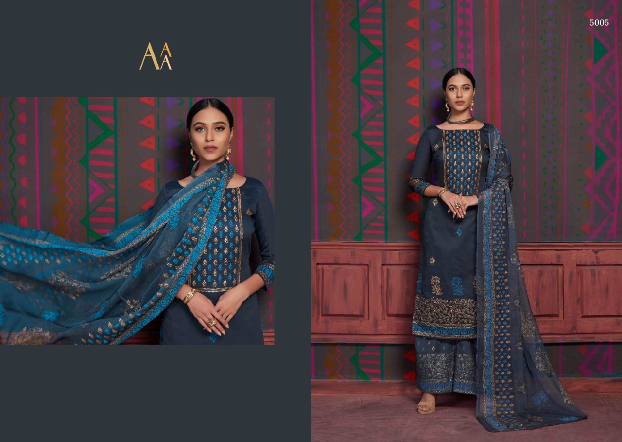 Gold By Aaa Design Studio 5001 To 5008 Series Beautiful Suits Colorful Stylish Fancy Casual Wear & Ethnic Wear Cotton Satin With Work Dresses At Wholesale Price