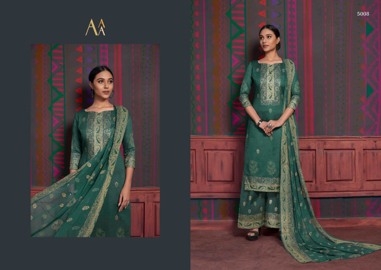 Gold By Aaa Design Studio 5001 To 5008 Series Beautiful Suits Colorful Stylish Fancy Casual Wear & Ethnic Wear Cotton Satin With Work Dresses At Wholesale Price