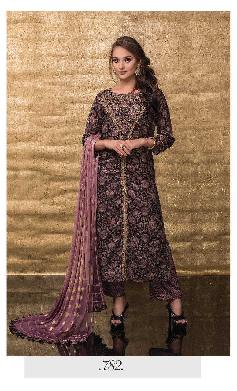 Gold Rush By Sri 782 To 788 Series Beautiful Collection Suits Stylish Fancy Colorful Party Wear & Ethnic Wear Chandrakant Silk Embroidred Dresses At Wholesale Price