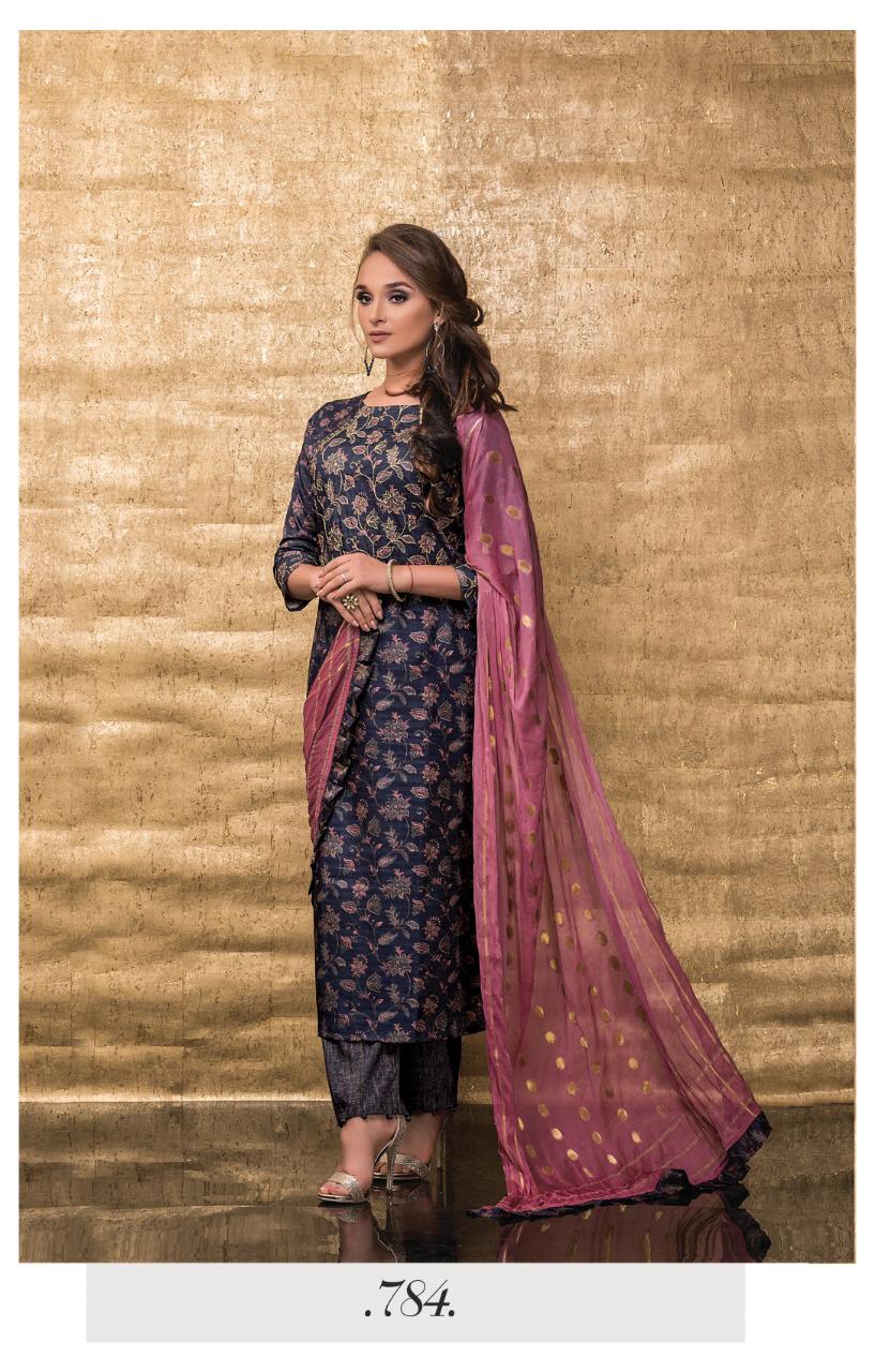 Gold Rush By Sri 782 To 788 Series Beautiful Collection Suits Stylish Fancy Colorful Party Wear & Ethnic Wear Chandrakant Silk Embroidred Dresses At Wholesale Price