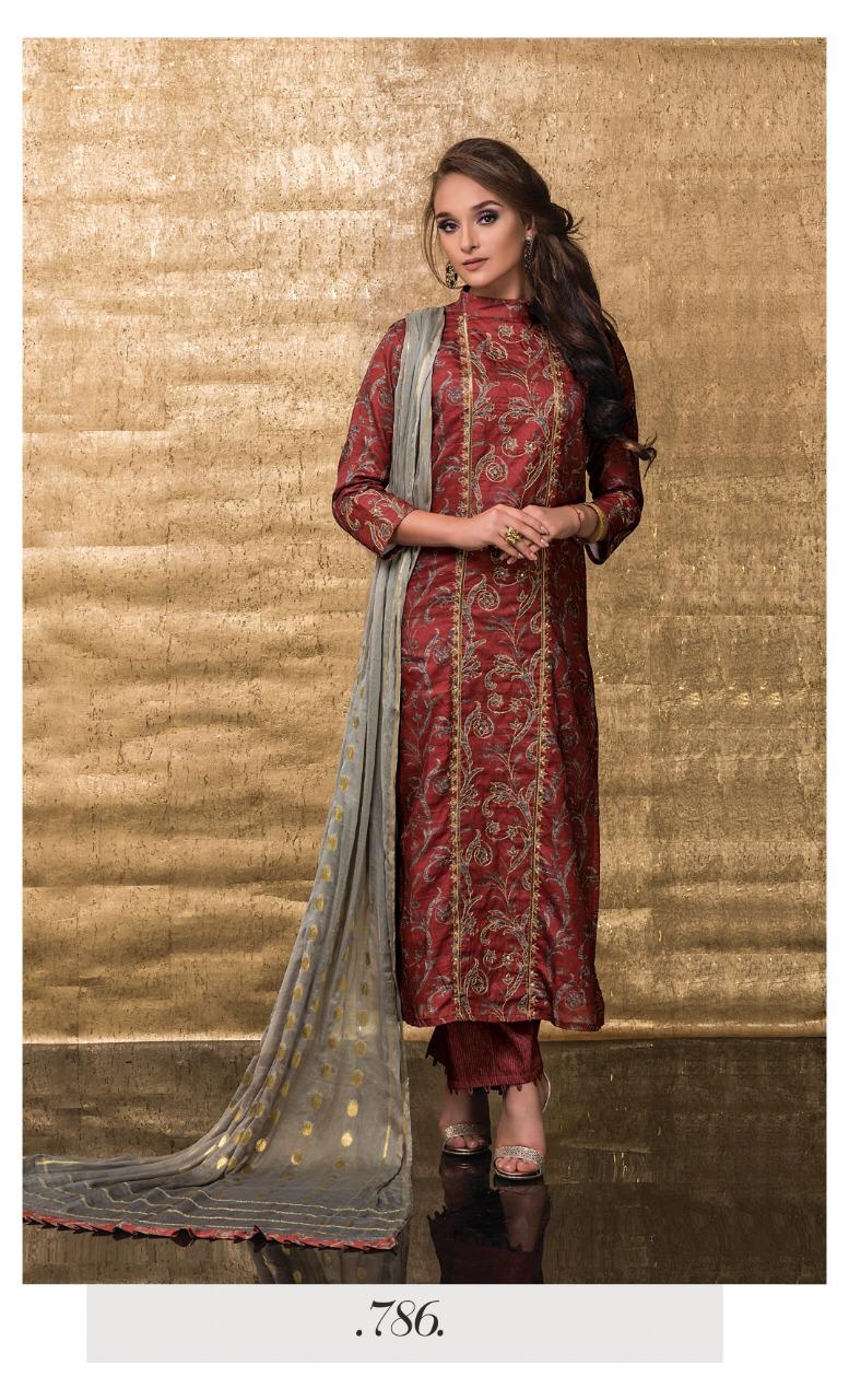 Gold Rush By Sri 782 To 788 Series Beautiful Collection Suits Stylish Fancy Colorful Party Wear & Ethnic Wear Chandrakant Silk Embroidred Dresses At Wholesale Price