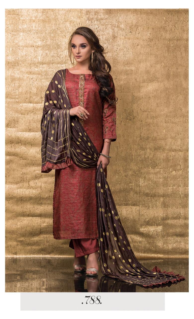 Gold Rush By Sri 782 To 788 Series Beautiful Collection Suits Stylish Fancy Colorful Party Wear & Ethnic Wear Chandrakant Silk Embroidred Dresses At Wholesale Price