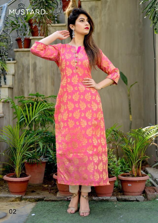 Goldstar By Mustard Nx 01 To 04 Series Stylish Fancy Beautiful Colorful Casual Wear & Ethnic Wear Banarasi Silk With Cotton Kurtis At Wholesale Price