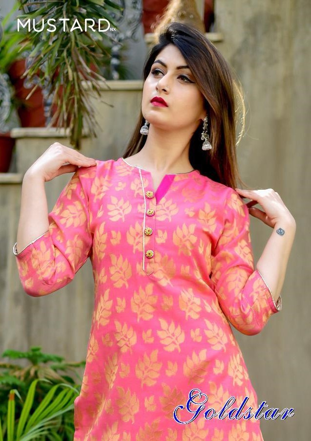 Goldstar By Mustard Nx 01 To 04 Series Stylish Fancy Beautiful Colorful Casual Wear & Ethnic Wear Banarasi Silk With Cotton Kurtis At Wholesale Price