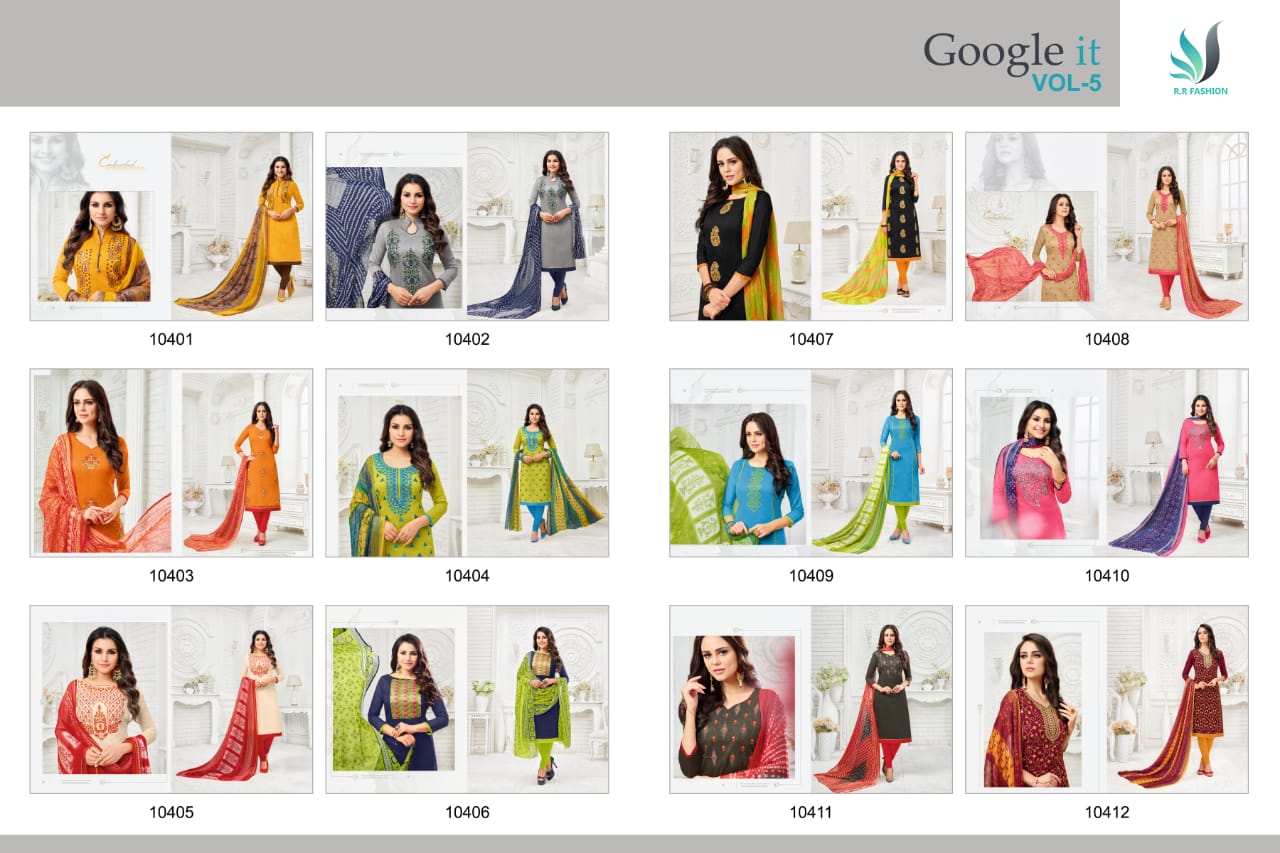 Google It Vol-5 By Rr Fashion 10401 To 10412 Series Designer Suits Colorful Stylish Fancy Beautiful Collection Casual Wear & Ethnic Wear Modal Silk With Embroidery Dresses At Wholesale Price