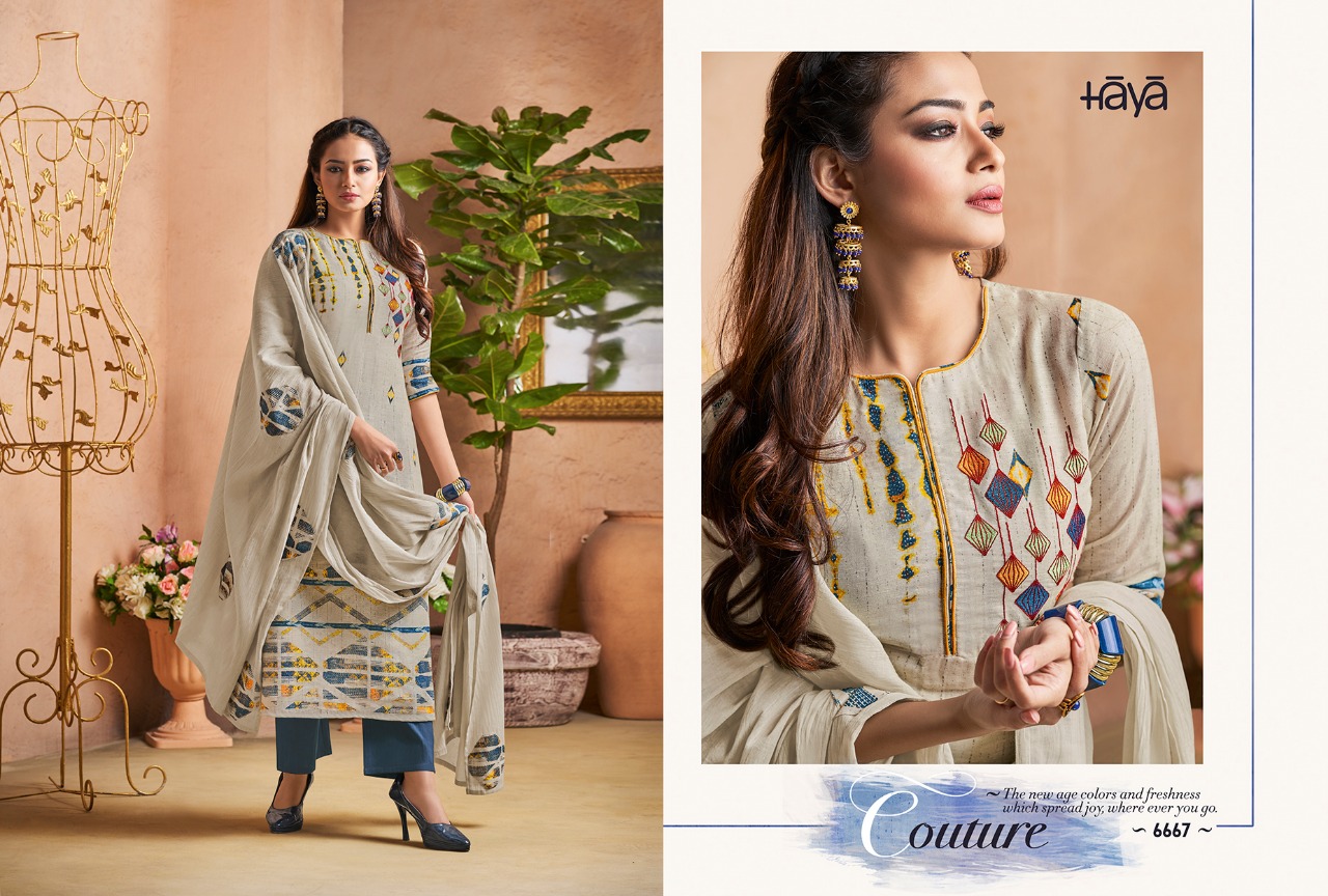Gorgeous By Haya 6661 To 6671 Series Designer Pakistani Suits Beautiful Stylish Fancy Colorful Festive Collection Party Wear & Occasional Wear Pure Linen Digital Print With Embroidery Dresses At Wholesale Price