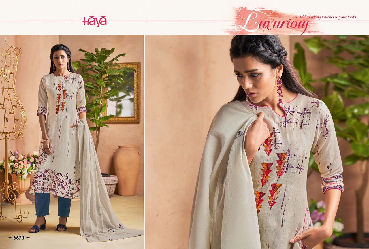 Gorgeous By Haya 6661 To 6671 Series Designer Pakistani Suits Beautiful Stylish Fancy Colorful Festive Collection Party Wear & Occasional Wear Pure Linen Digital Print With Embroidery Dresses At Wholesale Price