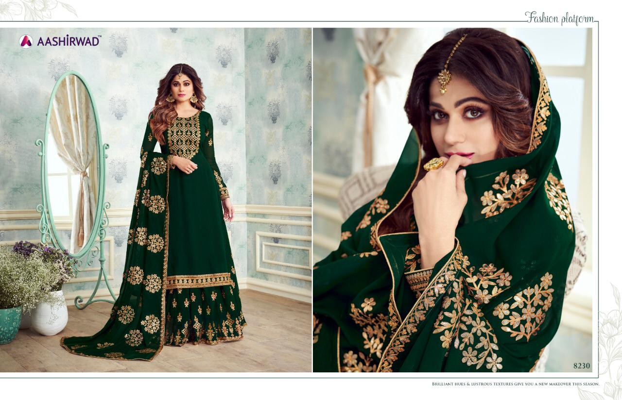 Gota Pati By Aashirwad Creation 8230 To 8235 Series Designer Sharara Suits Wedding Collection Beautiful Fancy Colorful Party Wear & Occasional Wear Real Georgette Embroidered Dresses At Wholesale Price