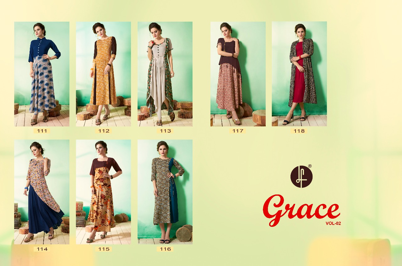 Grace Vol-2 By Leo Fashion 111 To 118 Series Stylish Colorful Fancy Beautiful Casual Wear & Ethnic Wear Collection Rayon Cotton Printed Kurtis At Wholesale Price
