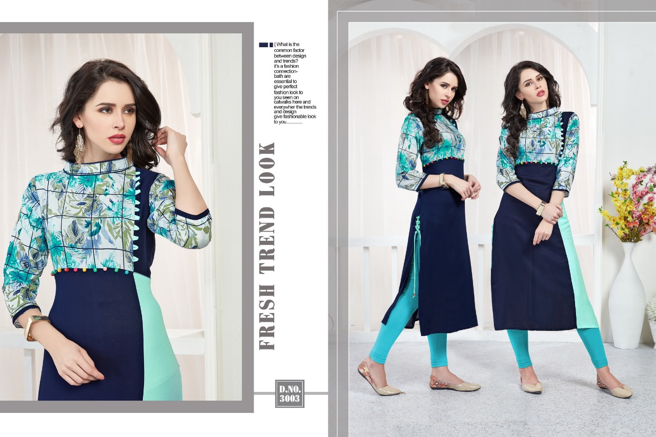 Gravity By Veera Tex 3001 To 3006 Series Stylish Beautiful Fancy Colorful Casual Wear & Ethnic Wear Collection Rayon Printed Kurtis At Wholesale Price