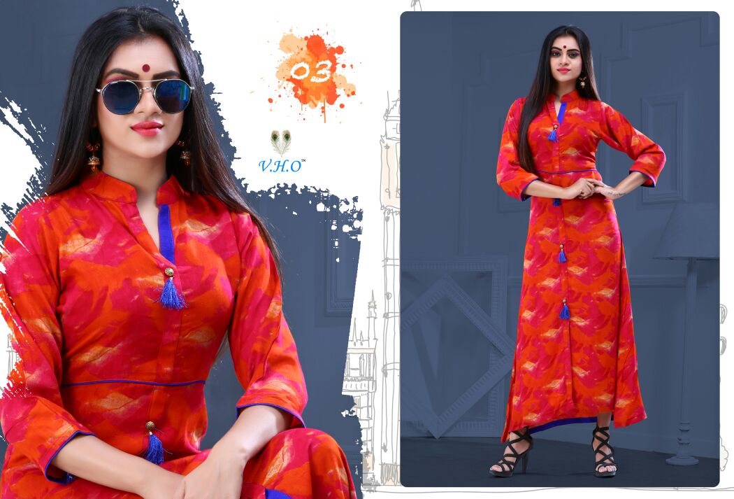 Grece Vol-1 By V.h.o 01 To 06 Series Designer Stylish Fancy Colorful Beautiful Party Wear & Ethnic Wear Heavy Rayon Printed Kurtis At Wholesale Price