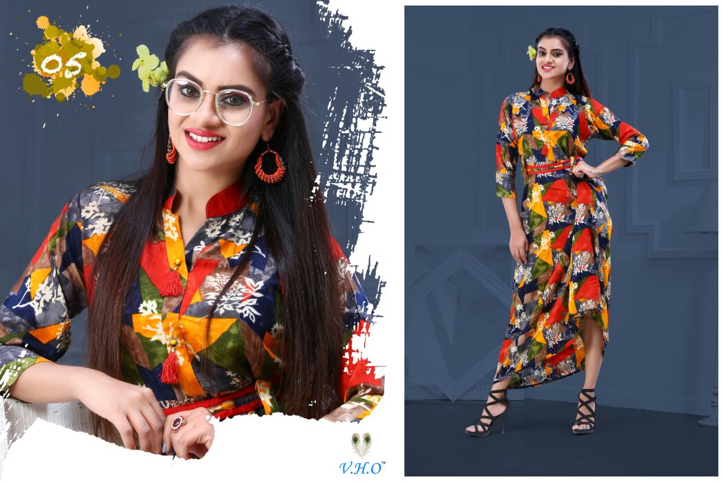 Grece Vol-1 By V.h.o 01 To 06 Series Designer Stylish Fancy Colorful Beautiful Party Wear & Ethnic Wear Heavy Rayon Printed Kurtis At Wholesale Price