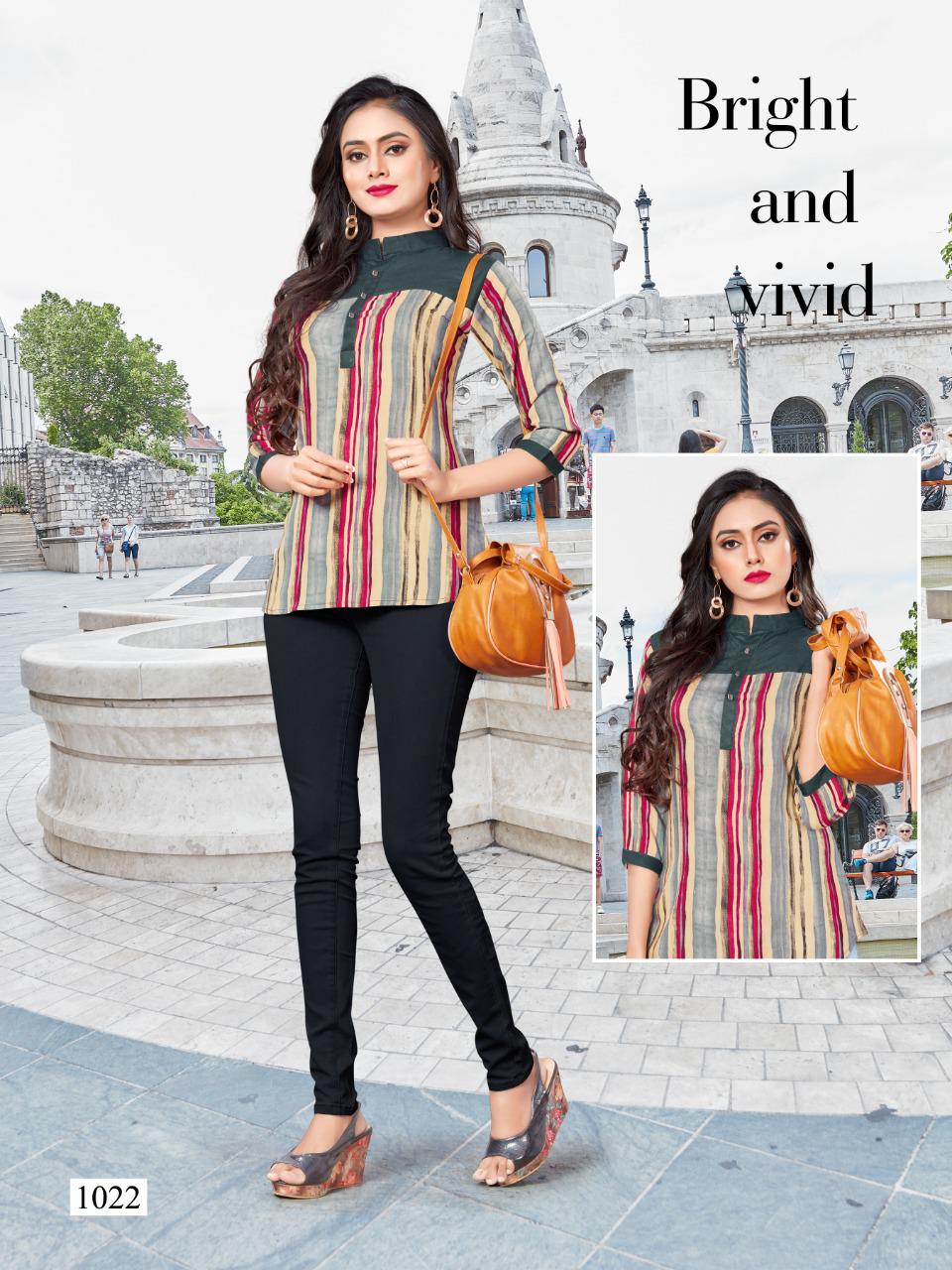 Griva By Vrunda Tex 1021 To 1028 Series Designer Beautiful Stylish Colorful Fancy Ready To Wear & Casual Wear & Ethnic Wear Rayon Print Tops At Wholesale Price