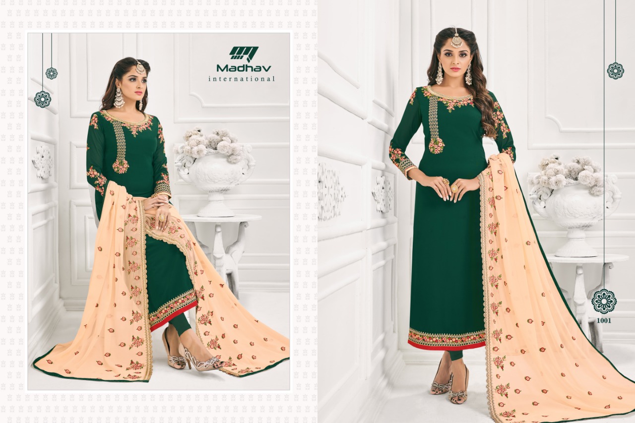 Sale Gujarish By Madhav International 1001 To 1008 Series Beautiful Suits Stylish Fancy Colorful Party Wear & Occasional Wear Collection Faux Georgette Dresses At Wholesale Price