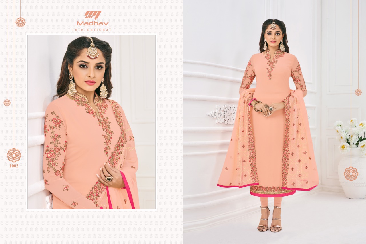 Sale Gujarish By Madhav International 1001 To 1008 Series Beautiful Suits Stylish Fancy Colorful Party Wear & Occasional Wear Collection Faux Georgette Dresses At Wholesale Price