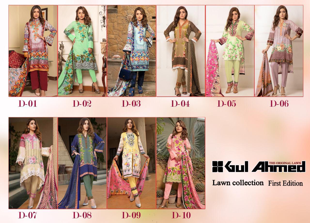 Gul Ahmed Vol-1 By Fashid Wholesale 01 To 10 Series Beautiful Pakistani Suits Stylish Fancy Colorful Party Wear & Ethnic Wear Pure Lawn Printed Dresses At Wholesale Price