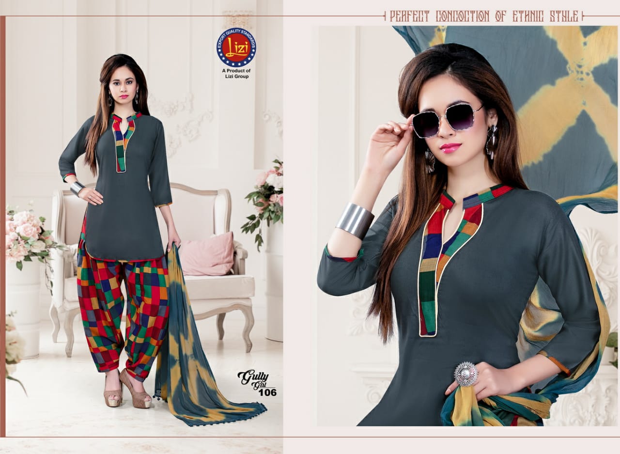 Gully Girl By Lizi 101 To 108 Series Beautiful Patiyala Stylish Colorful Fancy Casual Wear & Ethnic Wear & Ready To Wear Rayon Printed Dresses At Wholesale Price