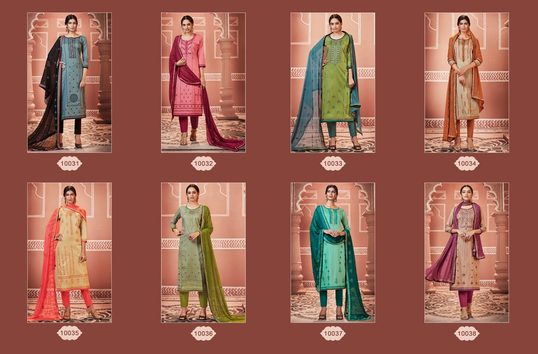 Gulmohar By Ramaiya 10031 To 10038 Series Suits Collection Beautiful Stylish Fancy Colorful Party Wear & Occasional Wear Jam Code Silk With Work Dresses At Wholesale Price