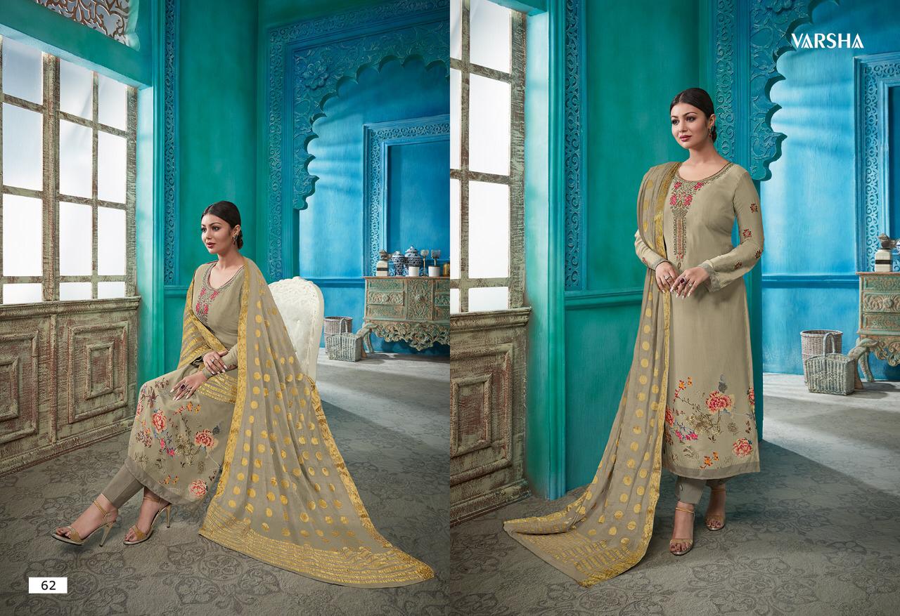 Gulmohar By Varsha Fashion 61 To 68 Series Beautiful Stylish Fancy Colorful Casual Wear & Ethnic Wear Crepe Printed With Work Dresses At Wholesale Price