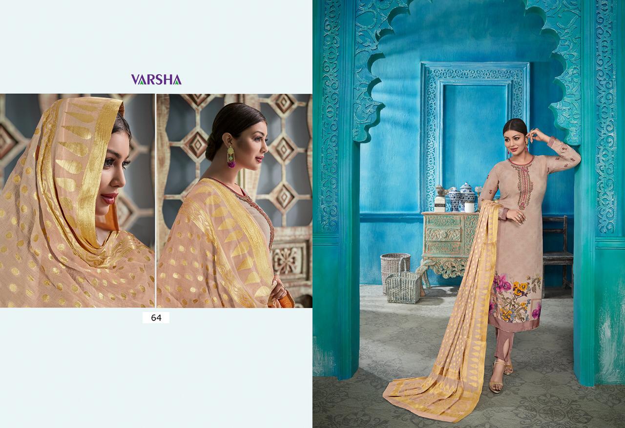 Gulmohar By Varsha Fashion 61 To 68 Series Beautiful Stylish Fancy Colorful Casual Wear & Ethnic Wear Crepe Printed With Work Dresses At Wholesale Price