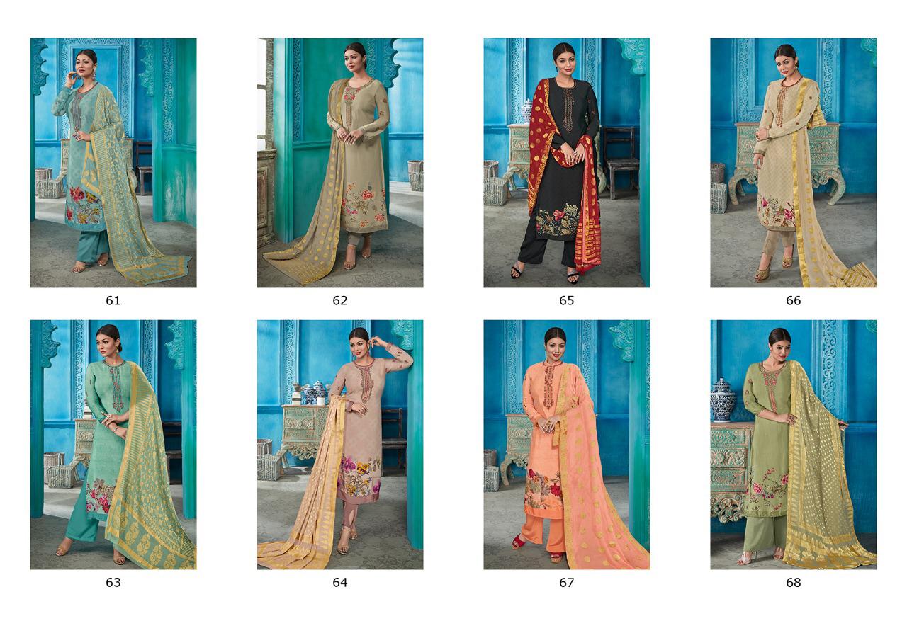 Gulmohar By Varsha Fashion 61 To 68 Series Beautiful Stylish Fancy Colorful Casual Wear & Ethnic Wear Crepe Printed With Work Dresses At Wholesale Price