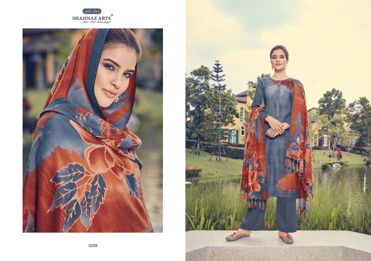 Gulshan Vol-3 By Shahnaz Arts 3001 To 3008 Series Designer Suits Collection Beautiful Stylish Fancy Colorful Party Wear & Occasional Wear Pure Pashmina Printed Dresses At Wholesale Price