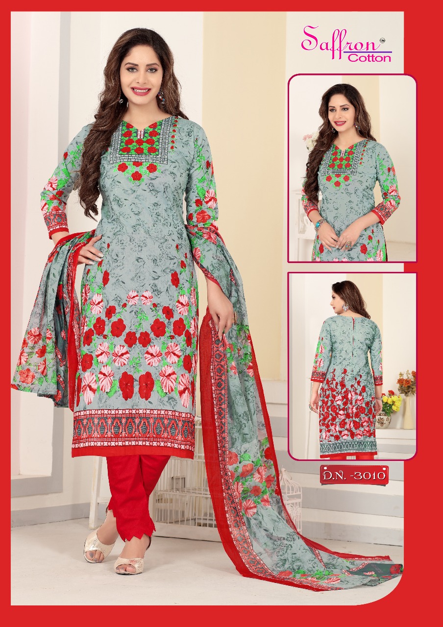 Gulzar Karachi Queen Vol-3 By Saffron Cotton 3001 To 3010 Series Beautiful Stylish Fancy Colorful Casual Wear & Ethnic Wear Collection Cotton Printed Dresses At Wholesale Price