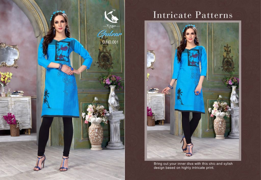 Gulzar By Kayna 001 To 012 Series Beautiful Stylish Fancy Colorful Casual Wear & Ethnic Wear & Ready To Wear Cotton Slub Printed Kurtis At Wholesale Price