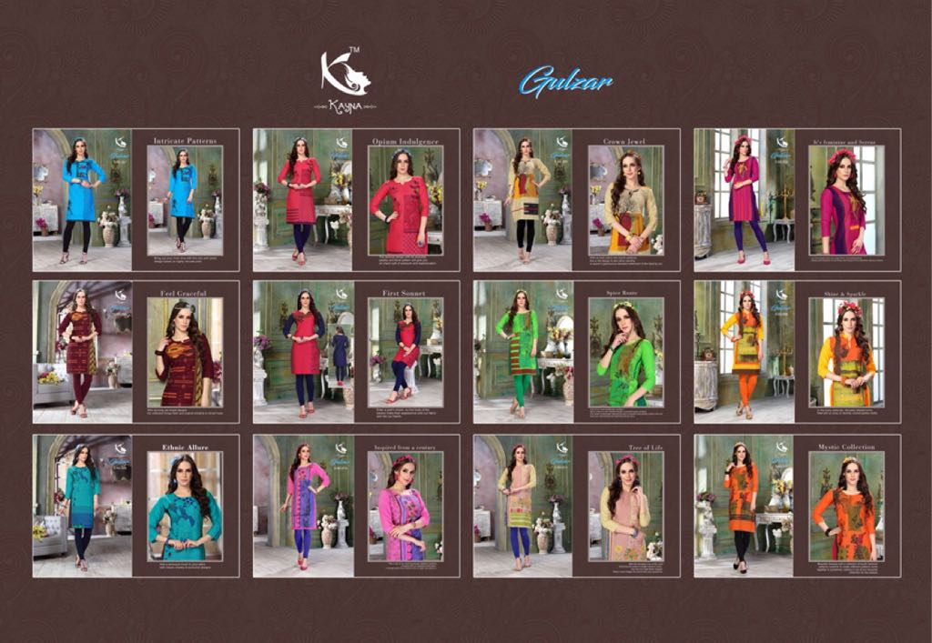 Gulzar By Kayna 001 To 012 Series Beautiful Stylish Fancy Colorful Casual Wear & Ethnic Wear & Ready To Wear Cotton Slub Printed Kurtis At Wholesale Price