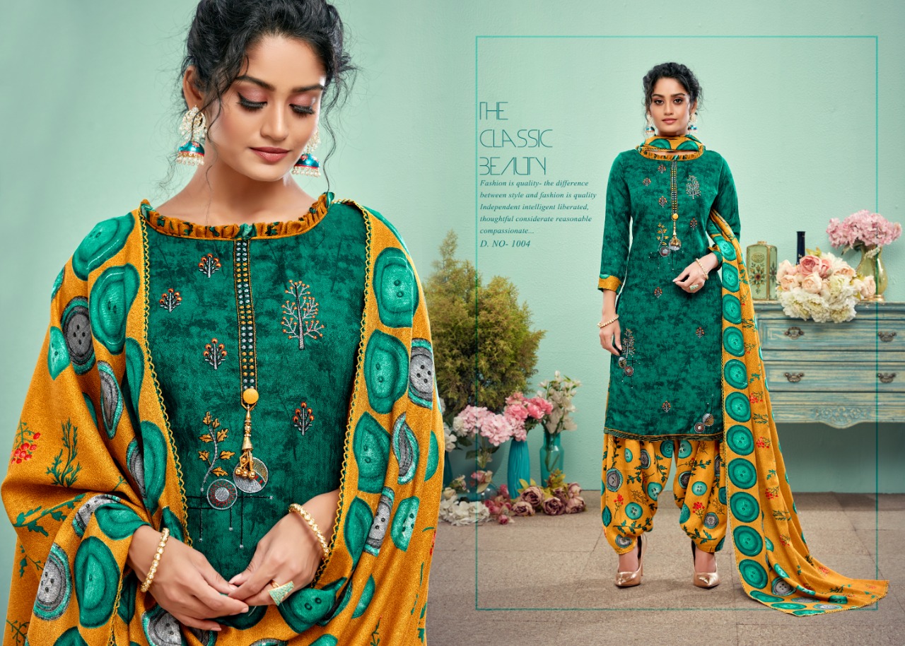 Gulzar By Vijaya Fashion 1001 To 1010 Series Designer Patiyala Suits Collection Beautiful Stylish Fancy Colorful Party Wear & Ethnic Wear Pashmina Embroidery Dresses At Wholesale Price