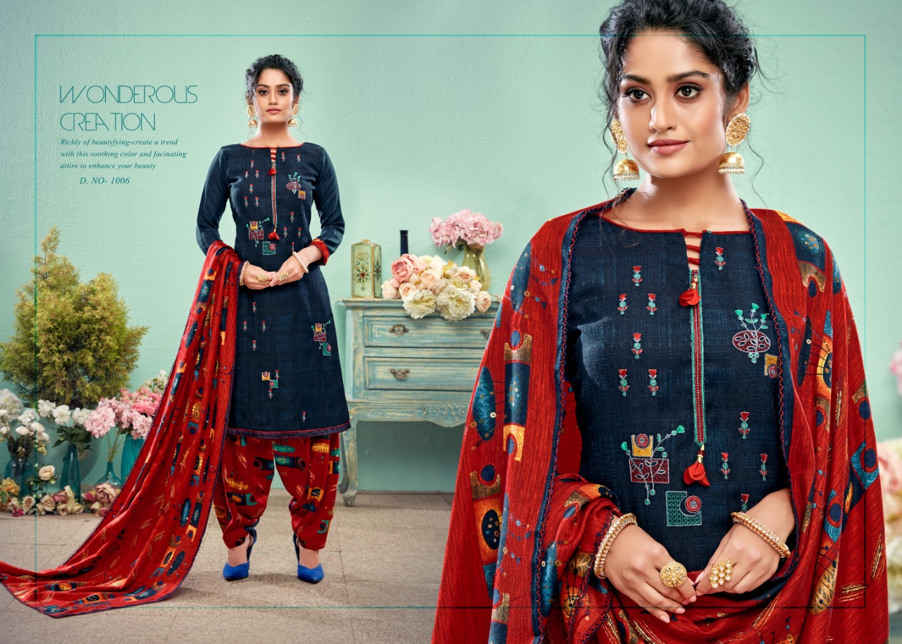 Gulzar By Vijaya Fashion 1001 To 1010 Series Designer Patiyala Suits Collection Beautiful Stylish Fancy Colorful Party Wear & Ethnic Wear Pashmina Embroidery Dresses At Wholesale Price