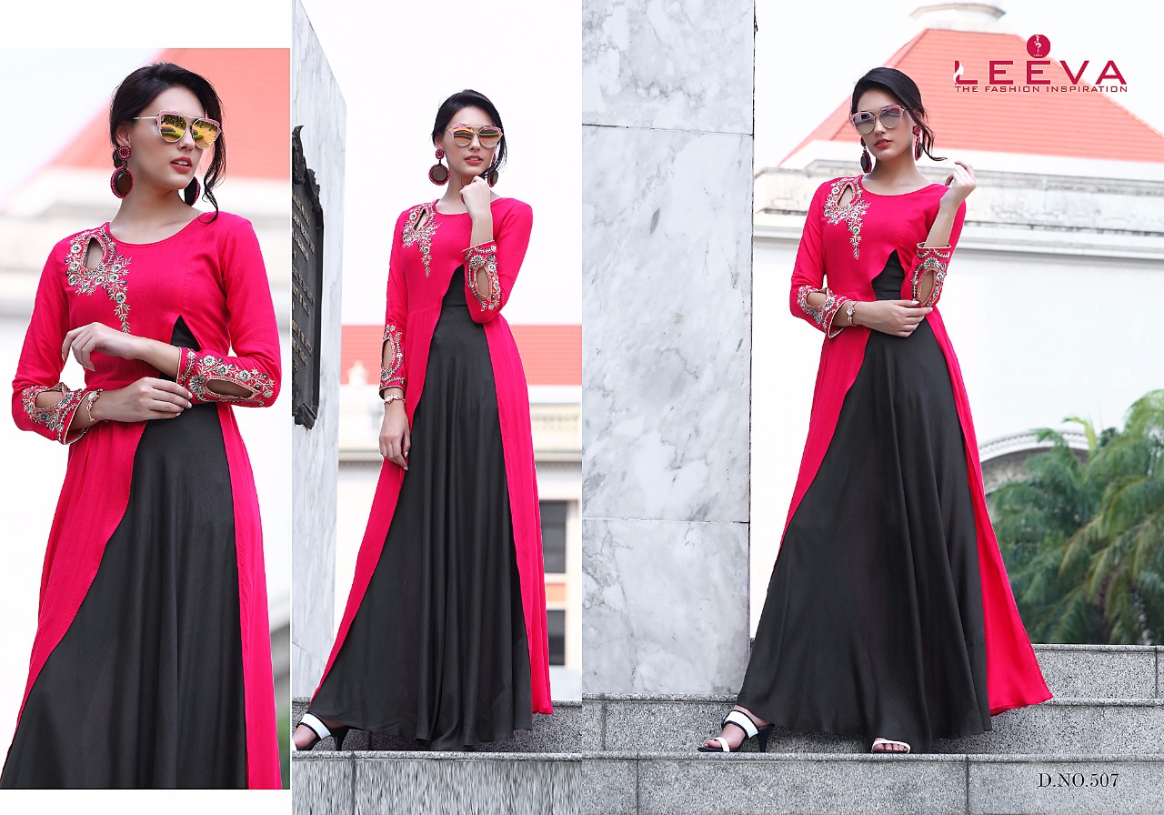 Gypsy By Leeva 501 To 508 Series Beautiful Stylish Fancy Colorful Casual Wear & Ethnic Wear Collection Heavy Bombay Rayon Embroidered Kurtis At Wholesale Price
