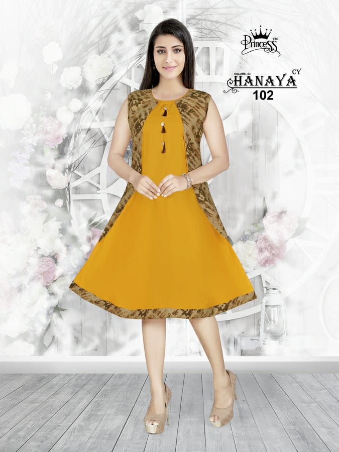 Hanaya Vol-3 By Princess 101 To 112 Series Beautiful Colorful Stylish Fancy Casual Wear & Ethnic Wear & Ready To Wear Rayon Printed Kurtis At Wholesale Price