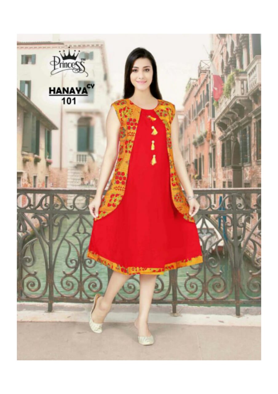 Hanaya By Princess 101 To 112 Series Beautiful Colorful Stylish Fancy Casual Wear & Ethnic Wear & Ready To Wear Heavy Rayon Kurtis At Wholesale Price