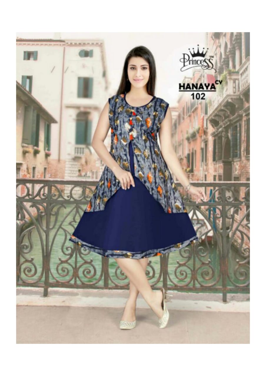 Hanaya By Princess 101 To 112 Series Beautiful Colorful Stylish Fancy Casual Wear & Ethnic Wear & Ready To Wear Heavy Rayon Kurtis At Wholesale Price