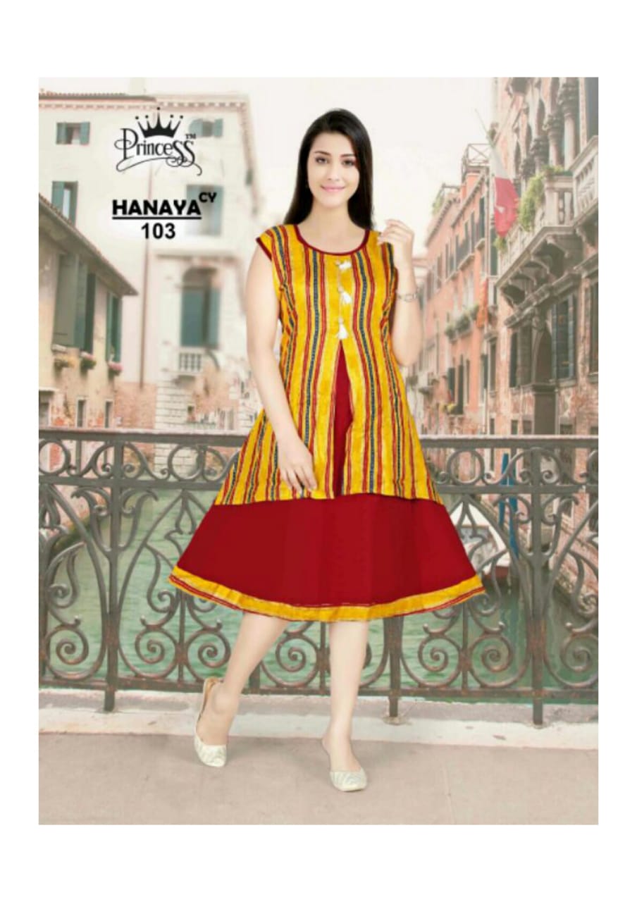 Hanaya By Princess 101 To 112 Series Beautiful Colorful Stylish Fancy Casual Wear & Ethnic Wear & Ready To Wear Heavy Rayon Kurtis At Wholesale Price