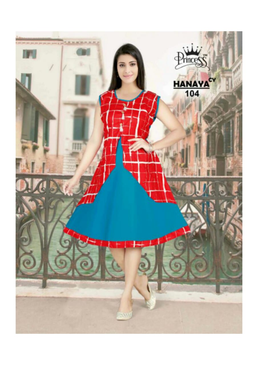 Hanaya By Princess 101 To 112 Series Beautiful Colorful Stylish Fancy Casual Wear & Ethnic Wear & Ready To Wear Heavy Rayon Kurtis At Wholesale Price