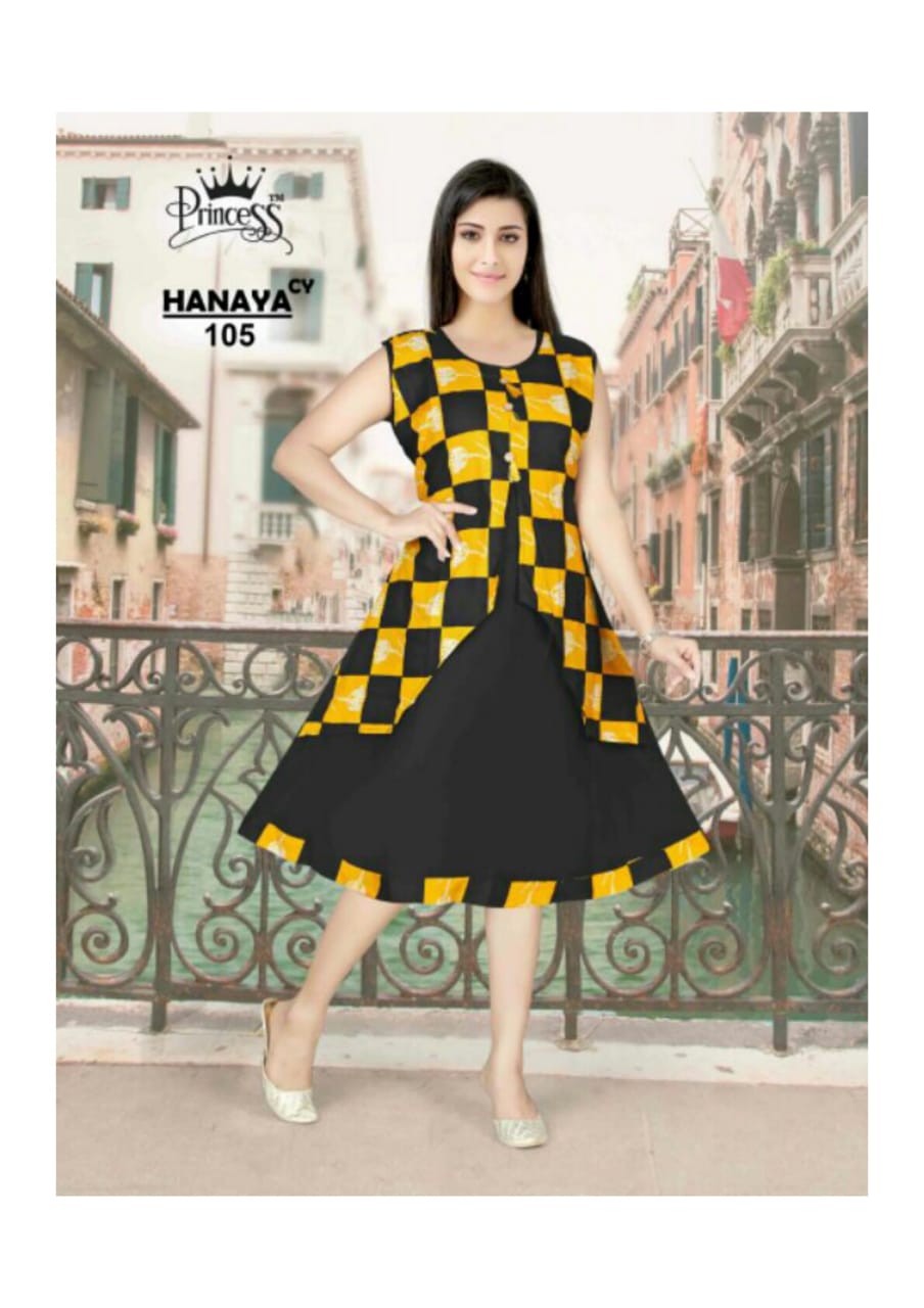 Hanaya By Princess 101 To 112 Series Beautiful Colorful Stylish Fancy Casual Wear & Ethnic Wear & Ready To Wear Heavy Rayon Kurtis At Wholesale Price