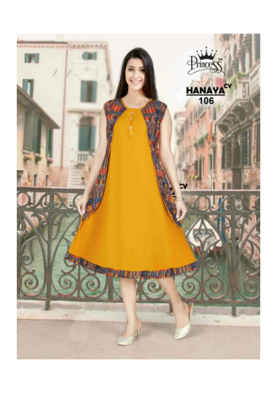 Hanaya By Princess 101 To 112 Series Beautiful Colorful Stylish Fancy Casual Wear & Ethnic Wear & Ready To Wear Heavy Rayon Kurtis At Wholesale Price