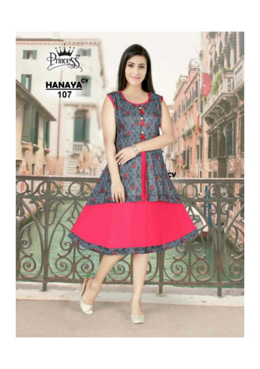 Hanaya By Princess 101 To 112 Series Beautiful Colorful Stylish Fancy Casual Wear & Ethnic Wear & Ready To Wear Heavy Rayon Kurtis At Wholesale Price