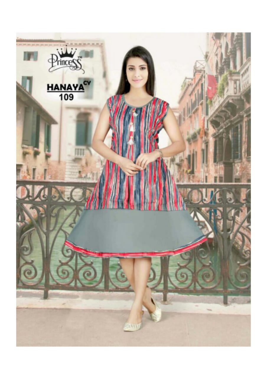 Hanaya By Princess 101 To 112 Series Beautiful Colorful Stylish Fancy Casual Wear & Ethnic Wear & Ready To Wear Heavy Rayon Kurtis At Wholesale Price