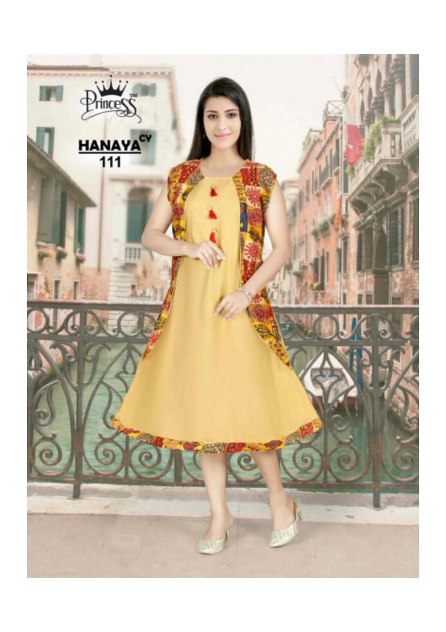 Hanaya By Princess 101 To 112 Series Beautiful Colorful Stylish Fancy Casual Wear & Ethnic Wear & Ready To Wear Heavy Rayon Kurtis At Wholesale Price