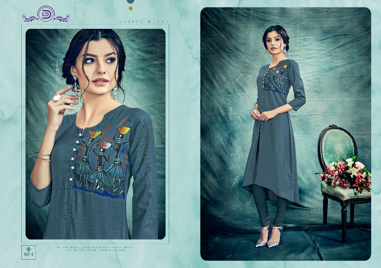 Hastkala By Diva Designs 9009 To 9017 Series Stylish Beautiful Colorful Fancy Stylish Casual Wear & Ethnic Wear Ruby Silk Embroidered Kurtis At Wholesale Price