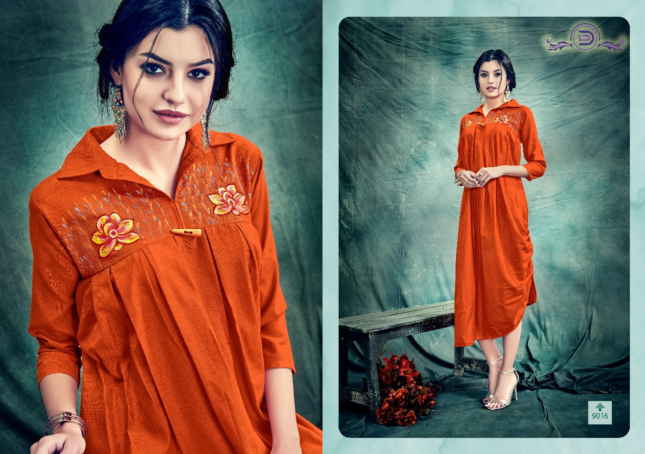 Hastkala By Diva Designs 9009 To 9017 Series Stylish Beautiful Colorful Fancy Stylish Casual Wear & Ethnic Wear Ruby Silk Embroidered Kurtis At Wholesale Price