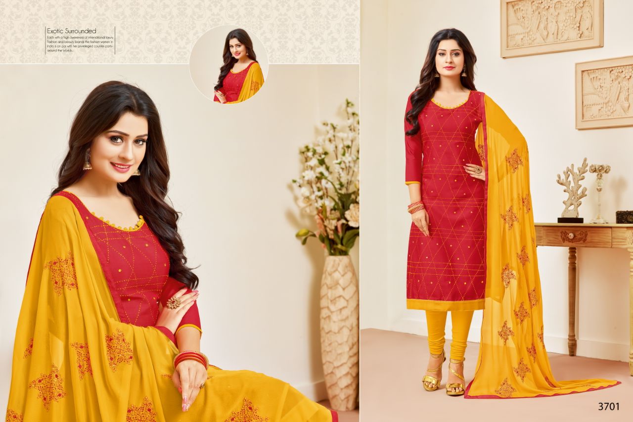 Hazel By Rr Fashion 3701 To 3712 Series Beautiful Stylish Fancy Colorful Casual Wear & Ethnic Wear Collection Flex Cotton Embroidered Dresses At Wholesale Price
