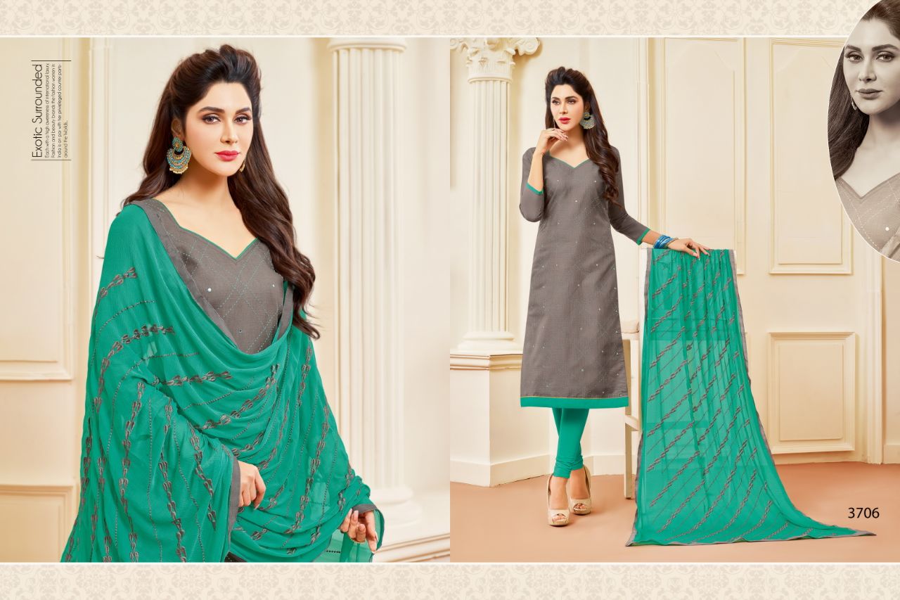 Hazel By Rr Fashion 3701 To 3712 Series Beautiful Stylish Fancy Colorful Casual Wear & Ethnic Wear Collection Flex Cotton Embroidered Dresses At Wholesale Price