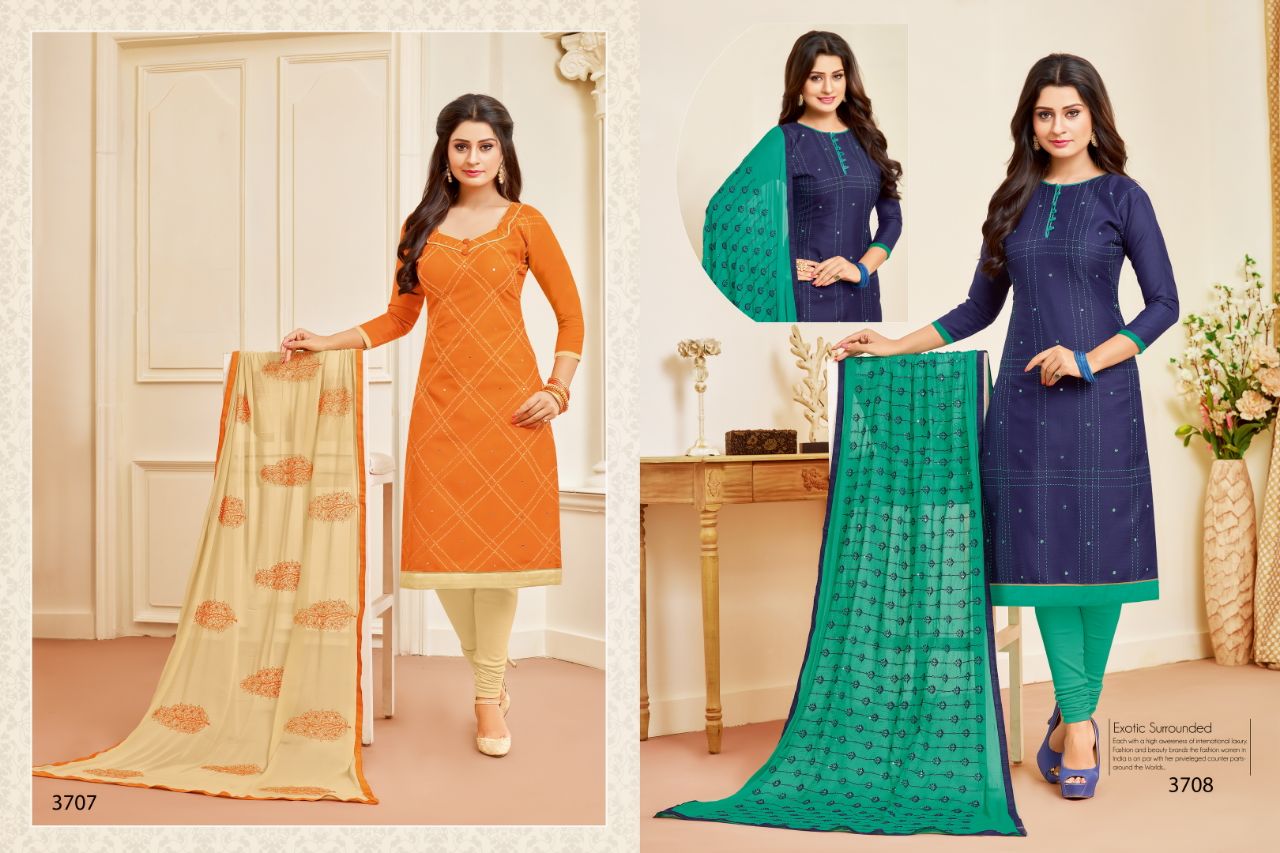 Hazel By Rr Fashion 3701 To 3712 Series Beautiful Stylish Fancy Colorful Casual Wear & Ethnic Wear Collection Flex Cotton Embroidered Dresses At Wholesale Price