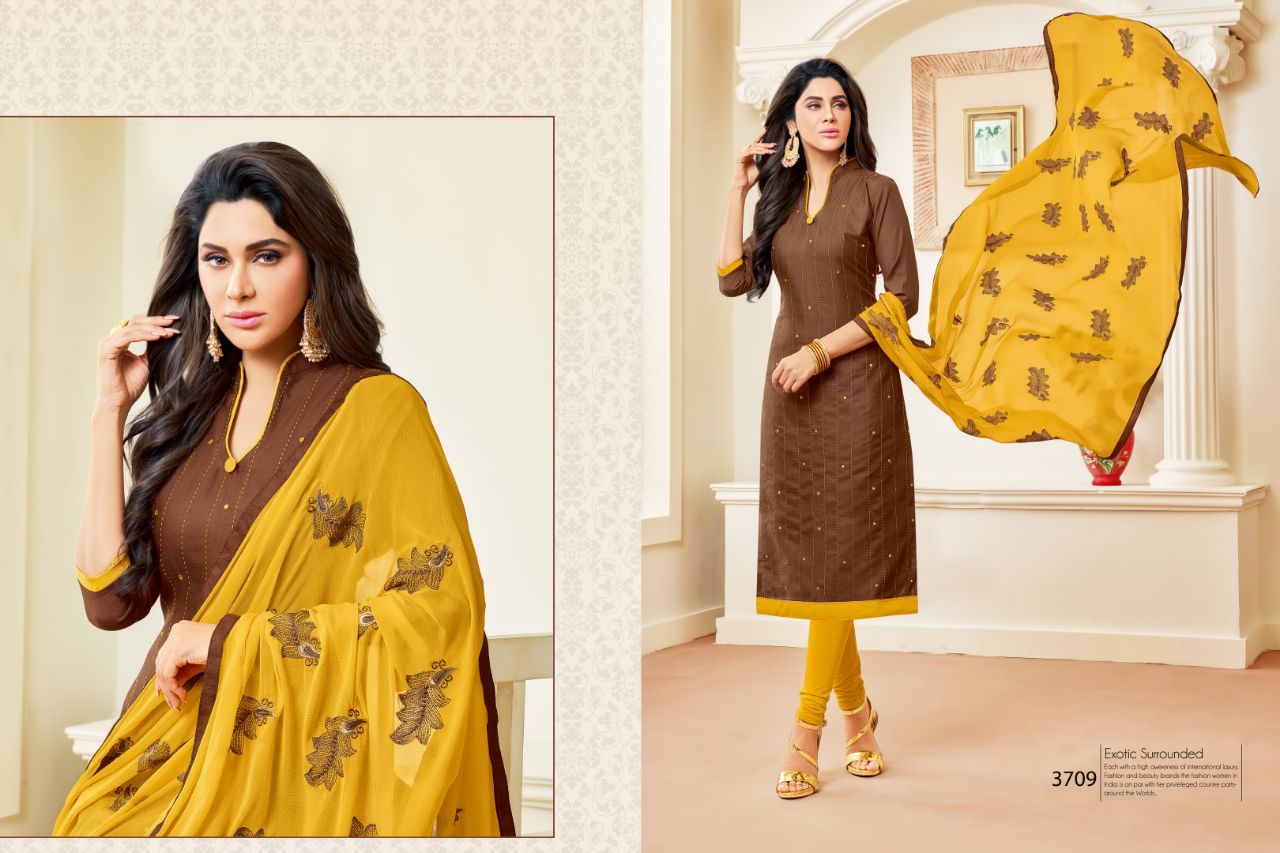 Hazel By Rr Fashion 3701 To 3712 Series Beautiful Stylish Fancy Colorful Casual Wear & Ethnic Wear Collection Flex Cotton Embroidered Dresses At Wholesale Price