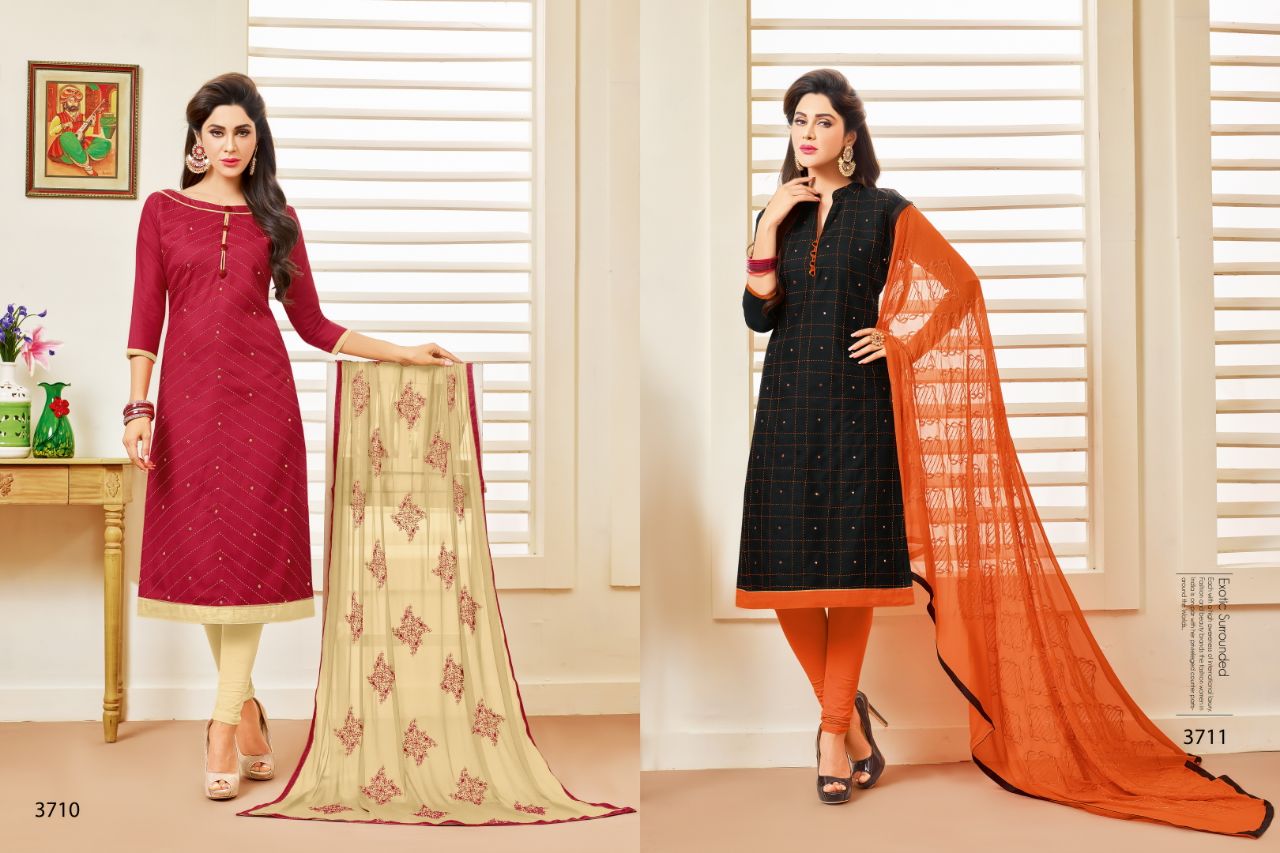 Hazel By Rr Fashion 3701 To 3712 Series Beautiful Stylish Fancy Colorful Casual Wear & Ethnic Wear Collection Flex Cotton Embroidered Dresses At Wholesale Price