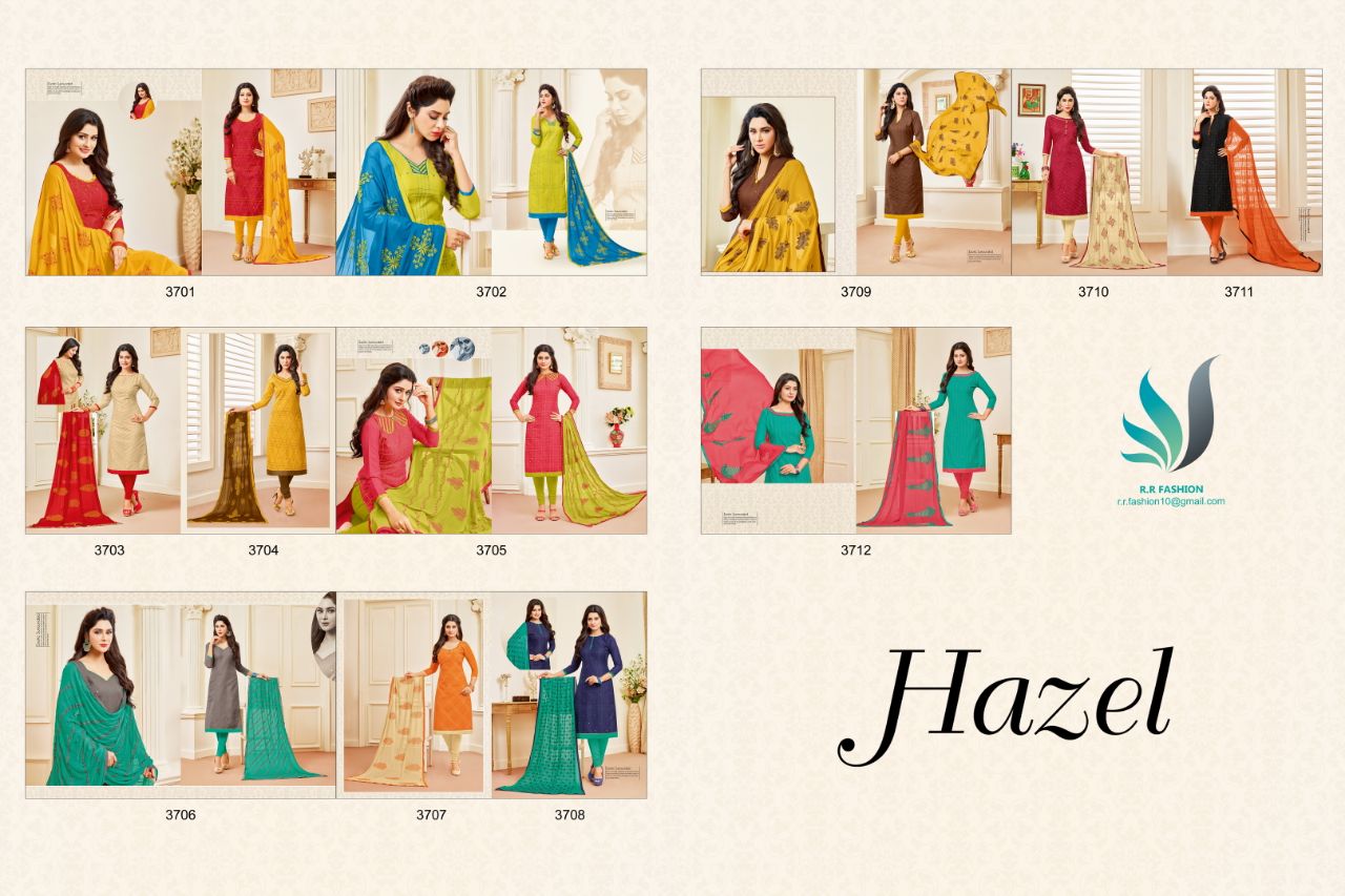 Hazel By Rr Fashion 3701 To 3712 Series Beautiful Stylish Fancy Colorful Casual Wear & Ethnic Wear Collection Flex Cotton Embroidered Dresses At Wholesale Price